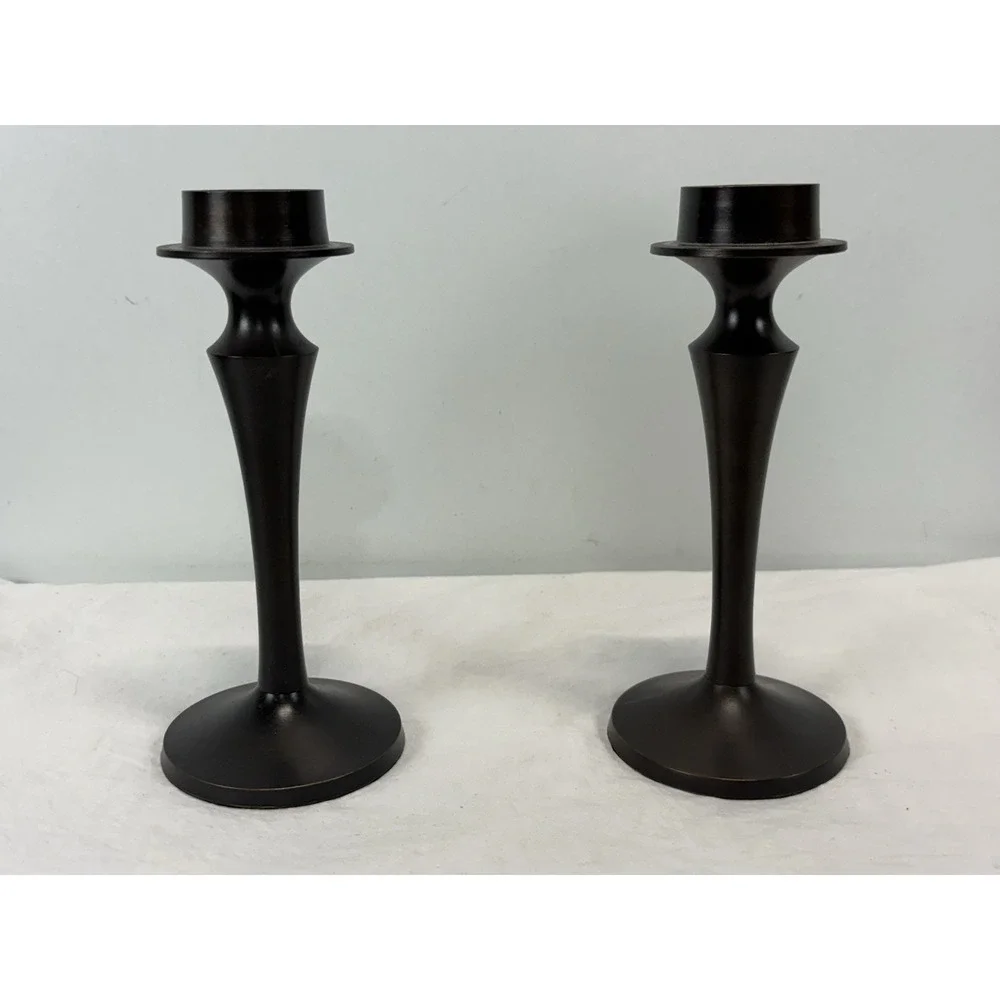 Pottery Barn Metal Candle Votive Holder Stands *Set Of 2* Dark Bronze Minimalist